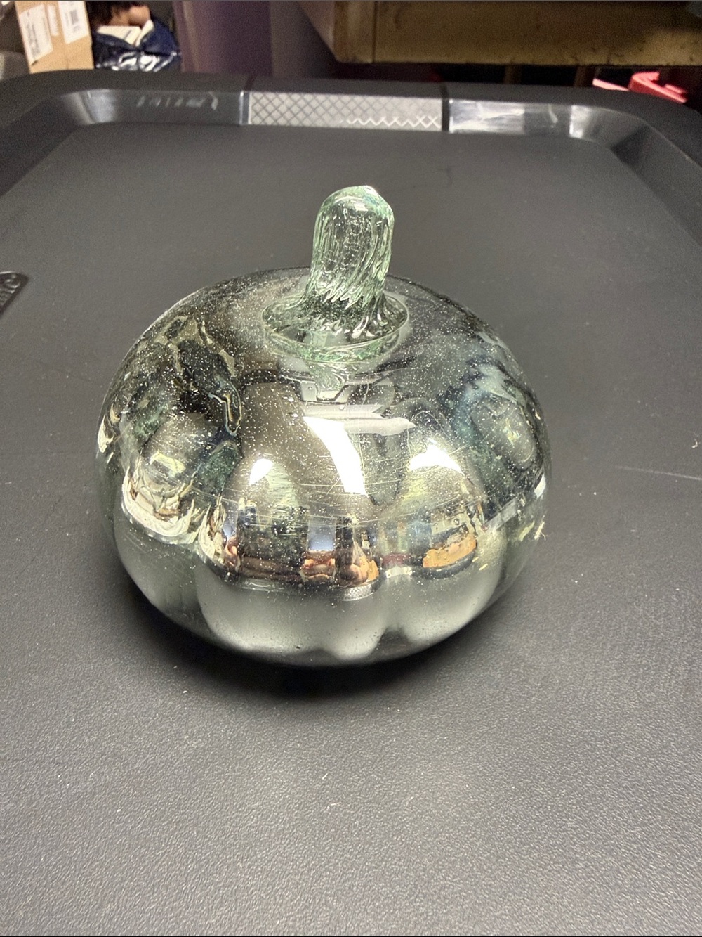 Handblown Glass Pumpkin Decorative Accent - Green B4